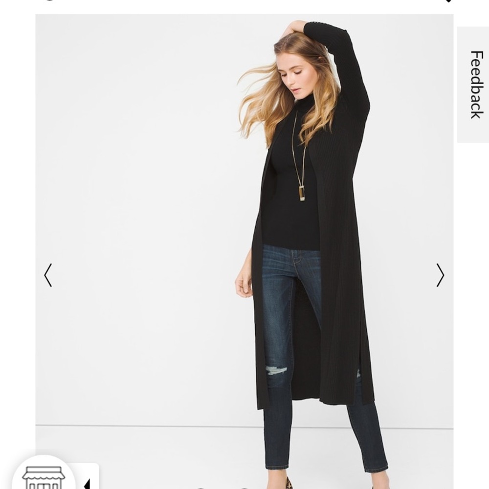 White House Black Market Black Duster Sweater NWOT